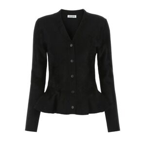 ALAIA  Black Velvet‎ Peplum Ruffle Cardigan Sweater Jacket F 40/US 8 Runs Small